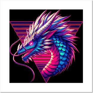 Cool Neon Retro dragon magical Creature Posters and Art